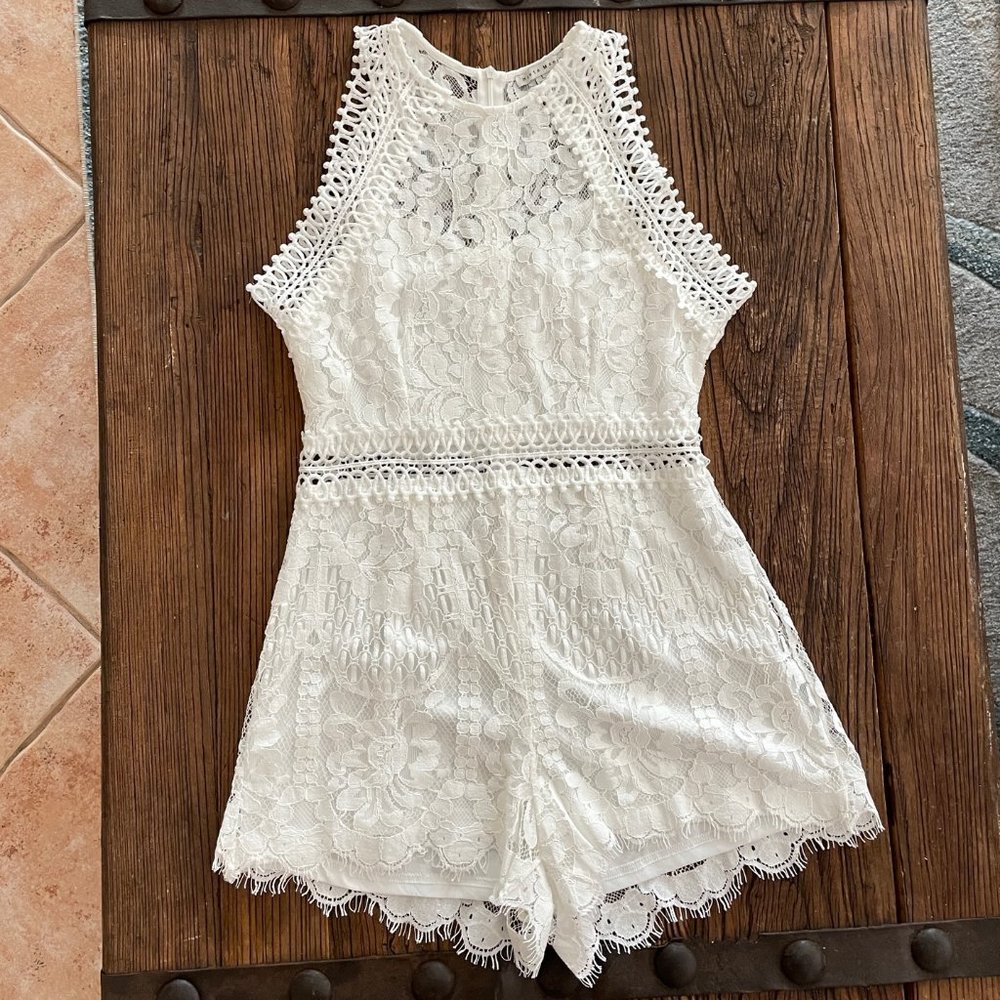 White Lace Romper. Large